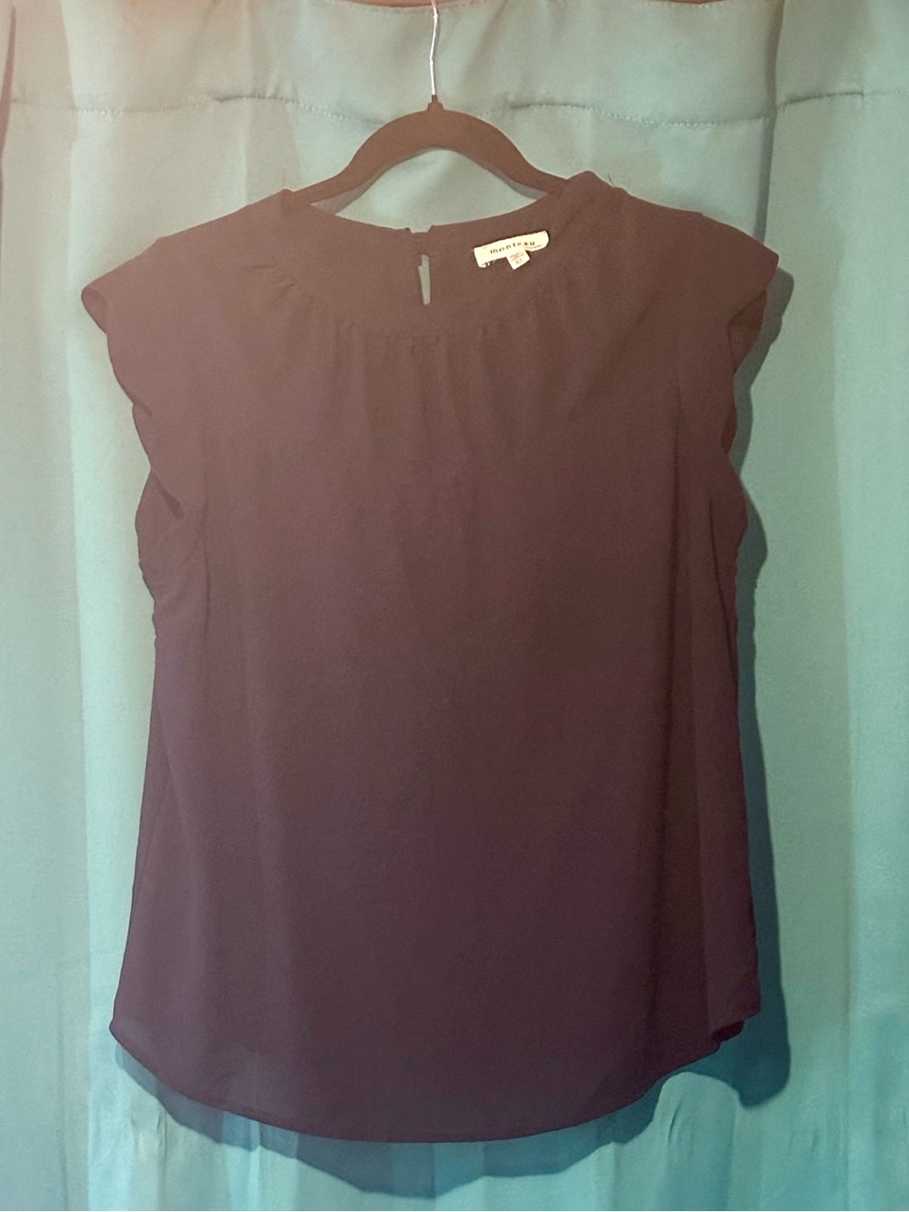 Monteau Navy Ruffle-Sleeve Camisole